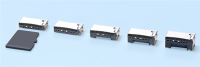 【写真1 microSD HEADERタイプ レパートリー】 microSD HEADERタイプレパートリー