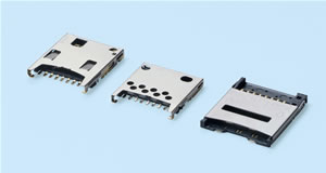 【写真2 microSD PUSH-PULLタイプ、HINGEタイプ】 microSD PUSH-PULLタイプ、HINGEタイプ